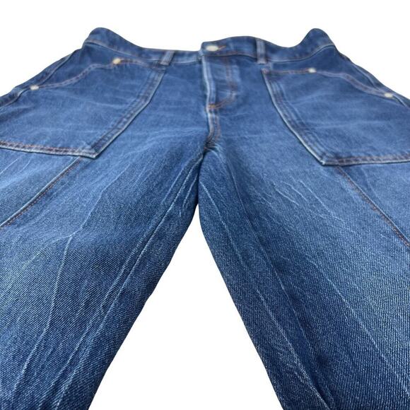 EUC LOFT High Rise Utility Straight Button Front Dark Stone Wash Jeans 4/ 27 - Picture 4 of 14